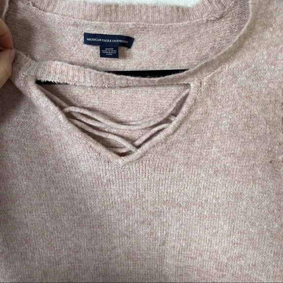 American Eagle Pink Fuzzy Sweater - Picture 7 of 11